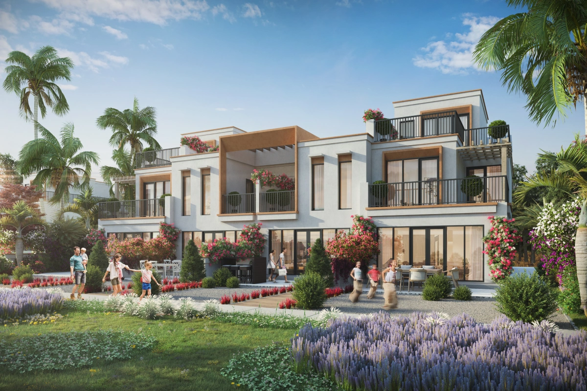 In DAMAC Lagoons, Mykonos offers luxurious 4-bedroom townhouses, embracing Cycladic architecture's beauty