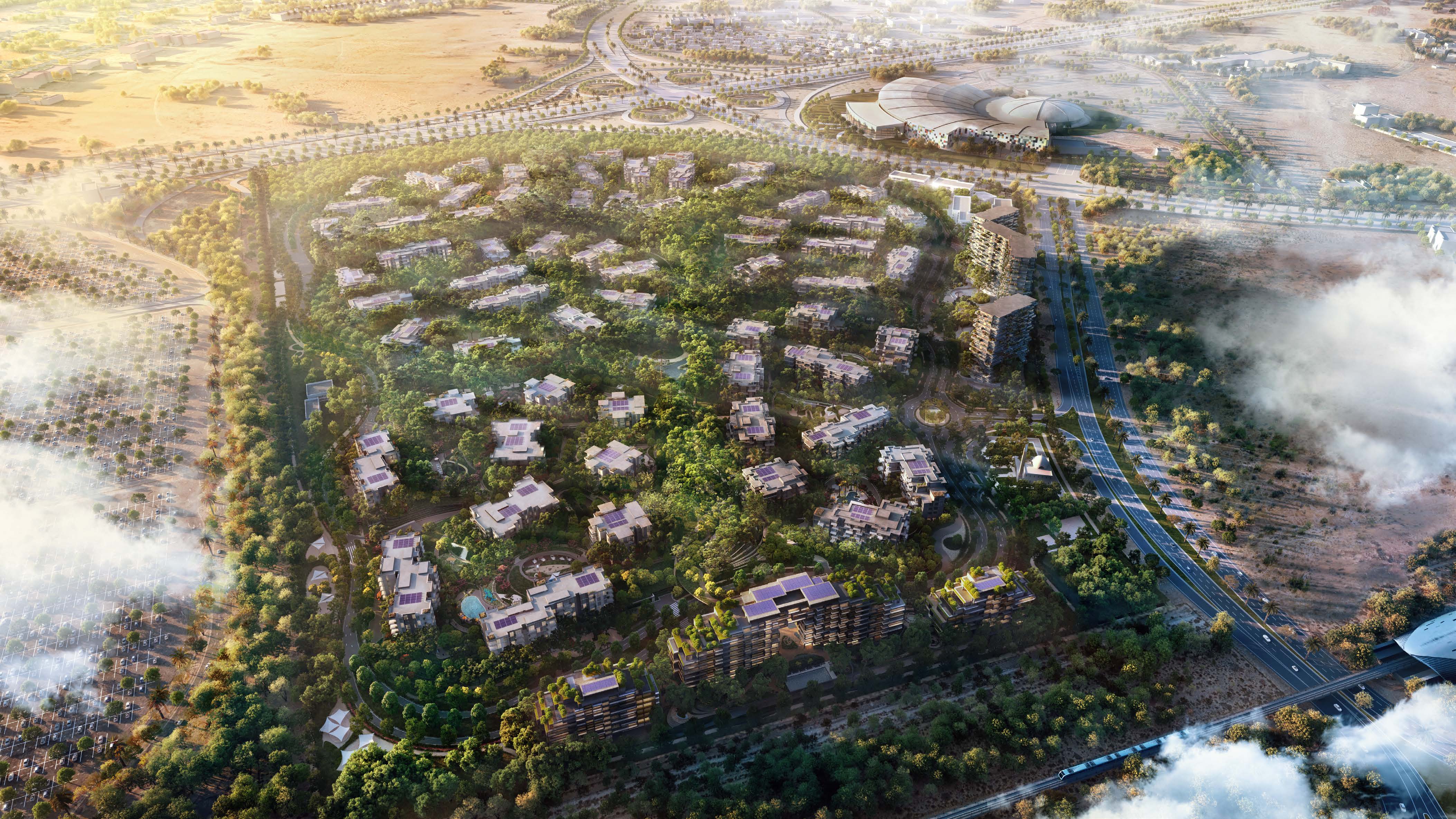 Ghaf Woods after Tilal Al Ghaf by Majid Al Futtaim. 1-3BR apartments and penthouses in Dubai's forest living. Starting at AED 1.2M with a 60/40 payment plan
