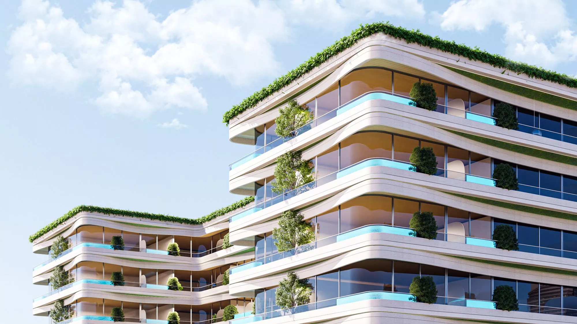 IVY Gardens, one and only spot for your dream home! Enjoy a private pool on the balcony with breathtaking views of the neighborhood and the communal pool. 