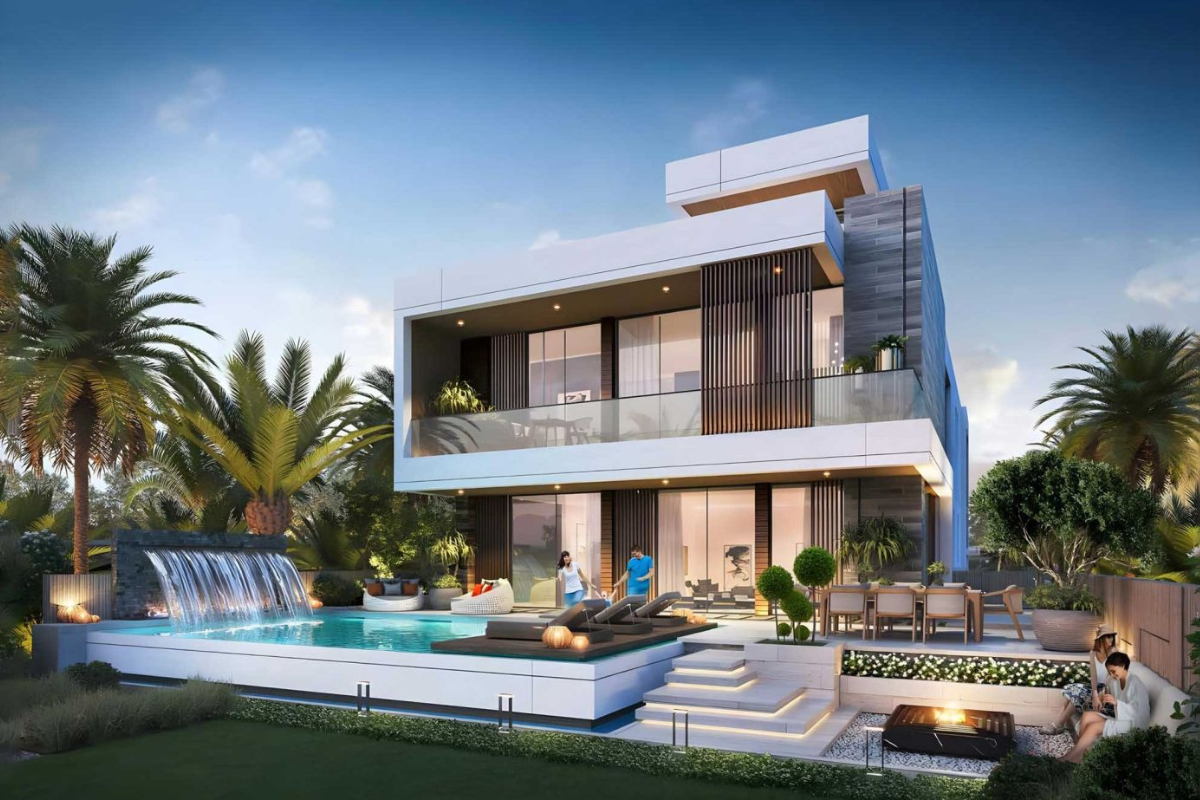 DAMAC Island in Dubai. Prices start from 22,00,000 AED for Townhouses on the island with 4 to 5 bedrooms, extending in size from 2319 to 3324 square feet.